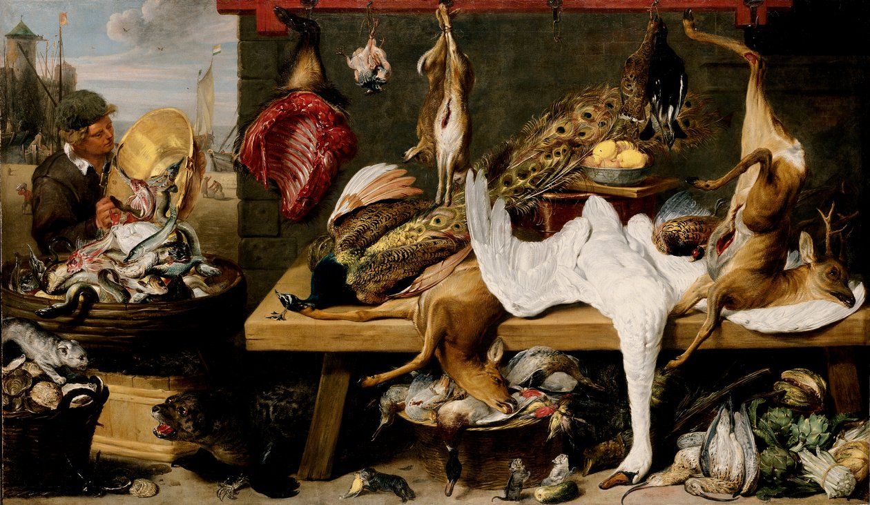 Markedsscene på en kai, ca. 1635-1640 av Frans and workshop Snyders