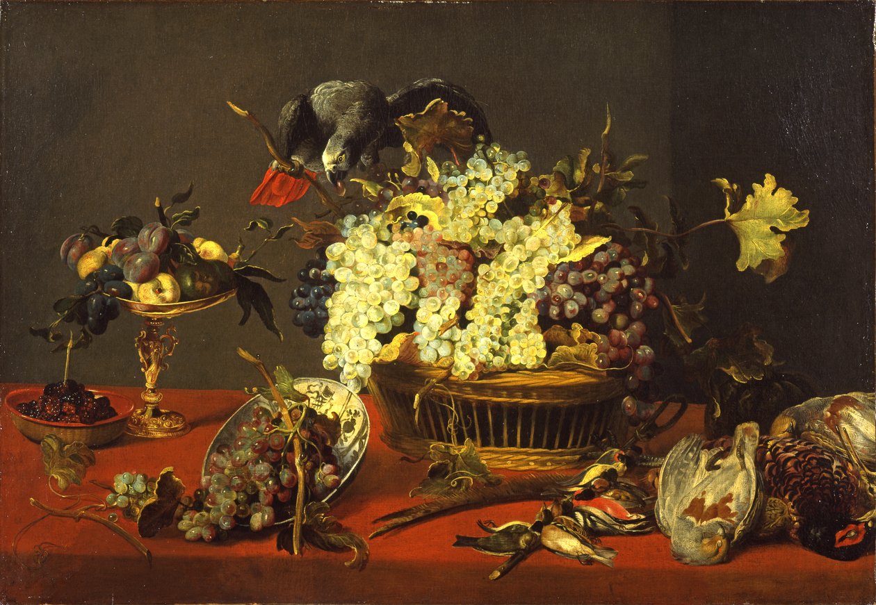Stilleben med grå papegøye, ca. 1630 av Frans and workshop Snyders