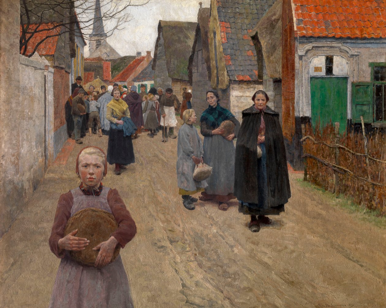 Utdelingen av brød i bygda av Frans Van Leemputten