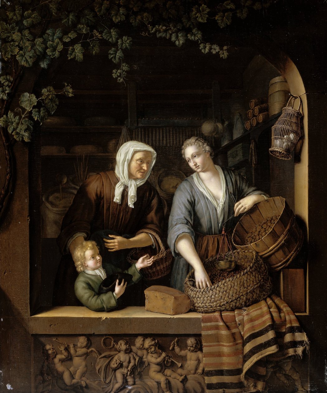 Dagligvarebutikken Kjøpmannen av Frans van Mieris (II)