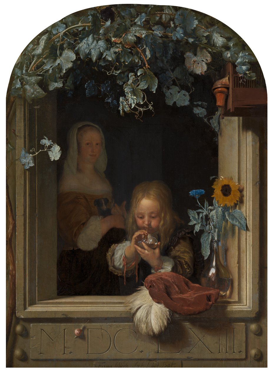 En gutt som blåser bobler, 1663 av Frans van Mieris