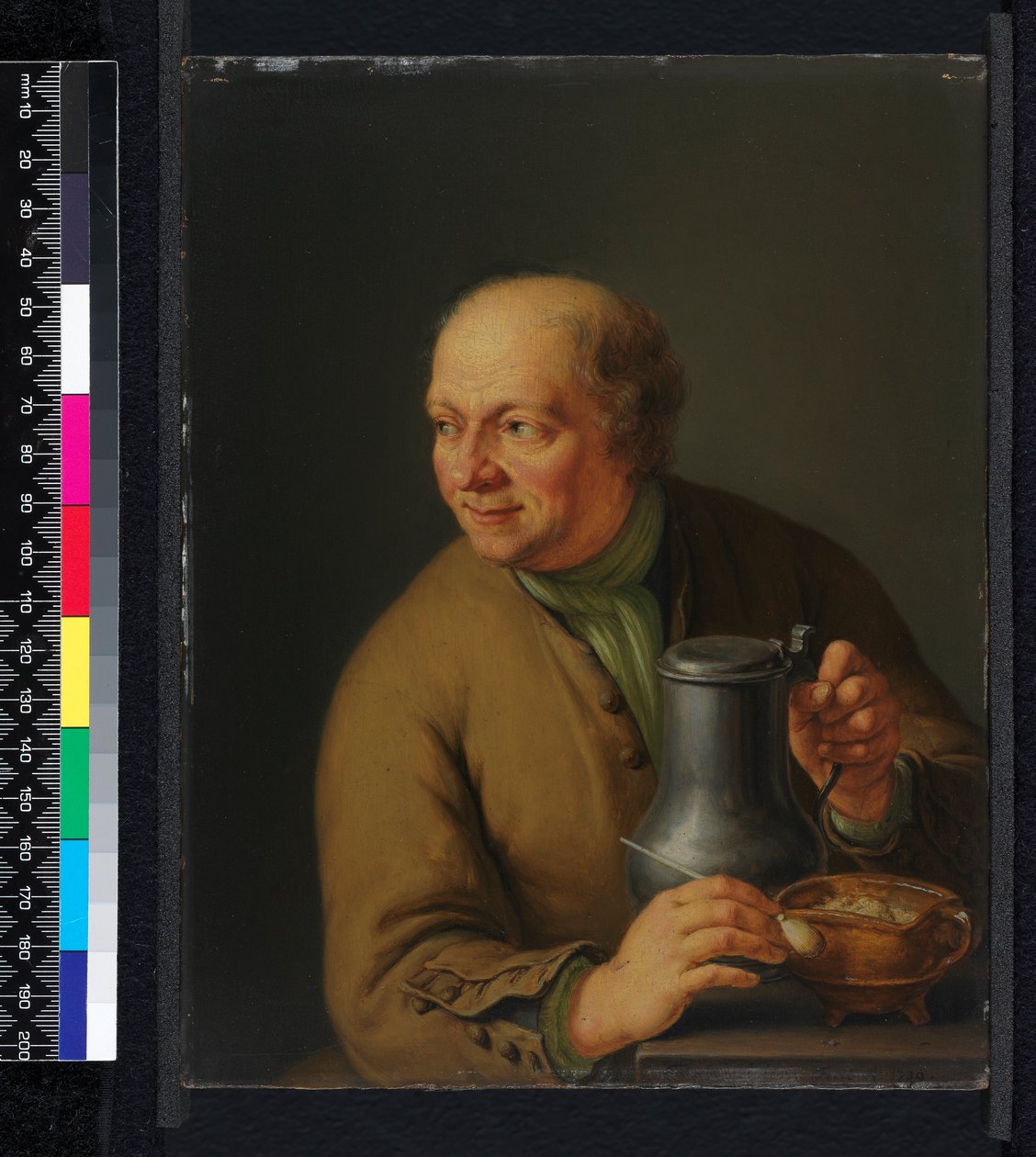 Mann med en tankard, 1739 av Frans van Mieris