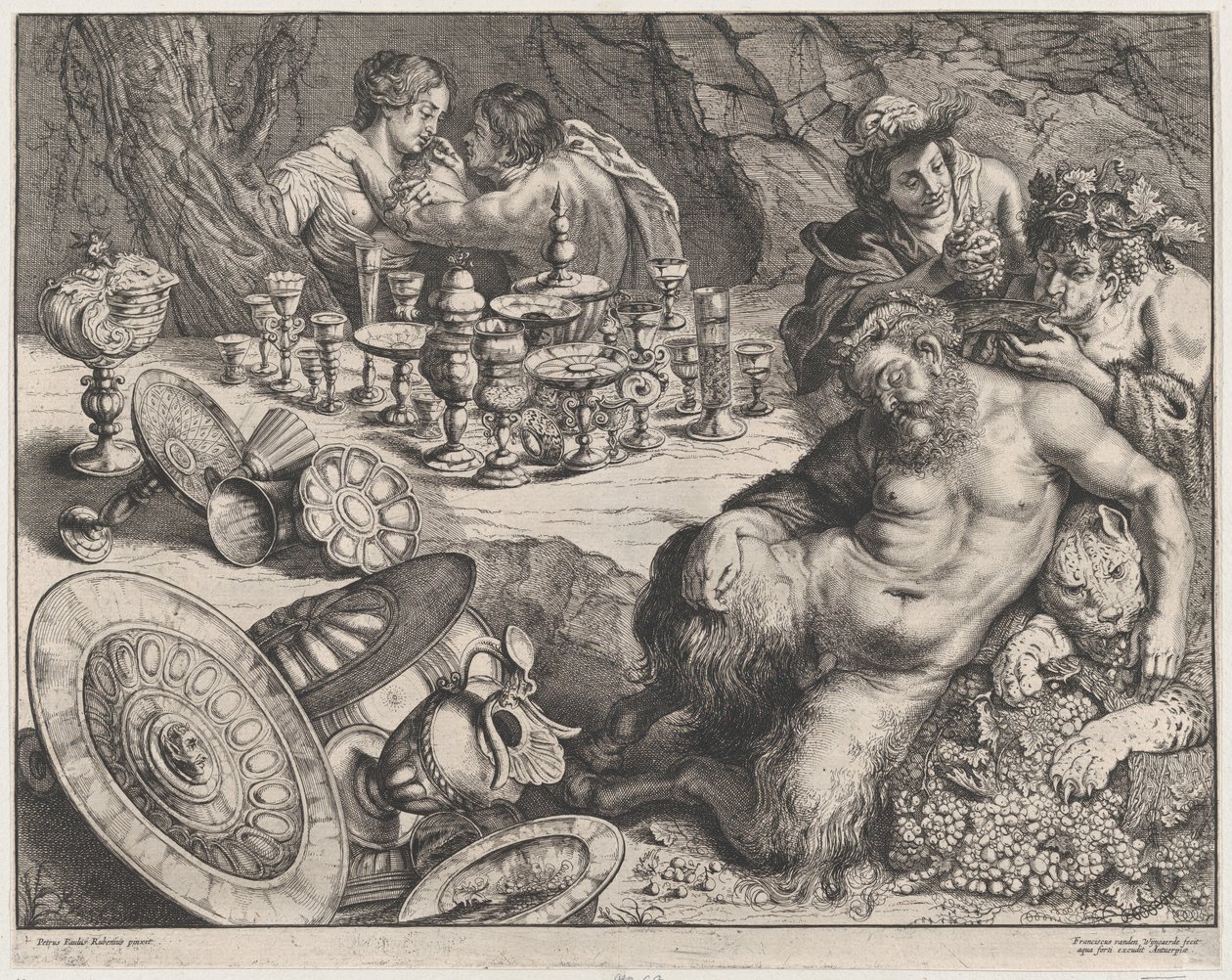 Bacchus and the Drunken Silenus, 1640-60. av Frans van den Wyngaerde