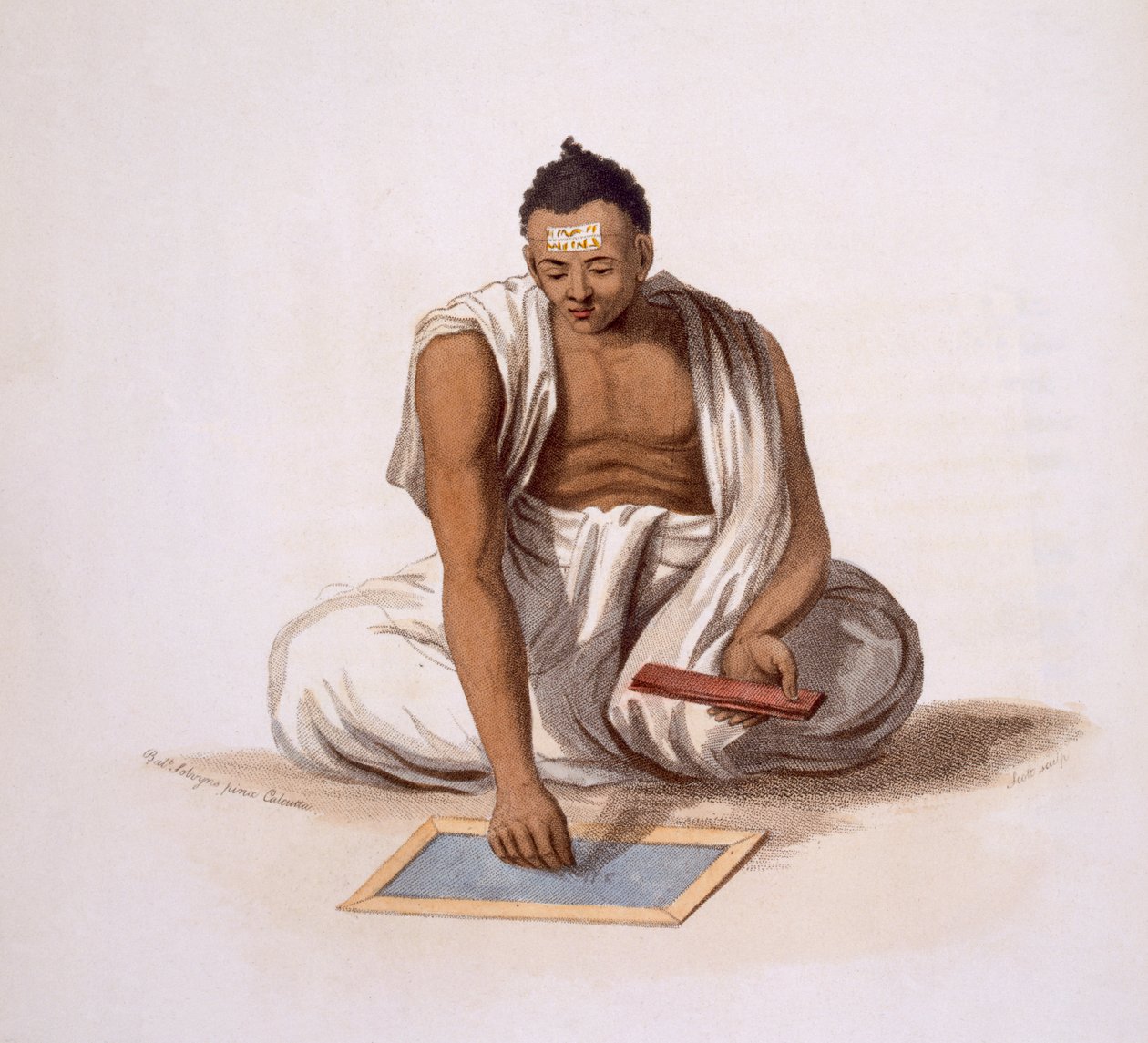 En dyback, eller astrolog, fra 'Costumes of India' av E. Orme, 1804 (farget etsning) av Franz Balthazar Solvyns