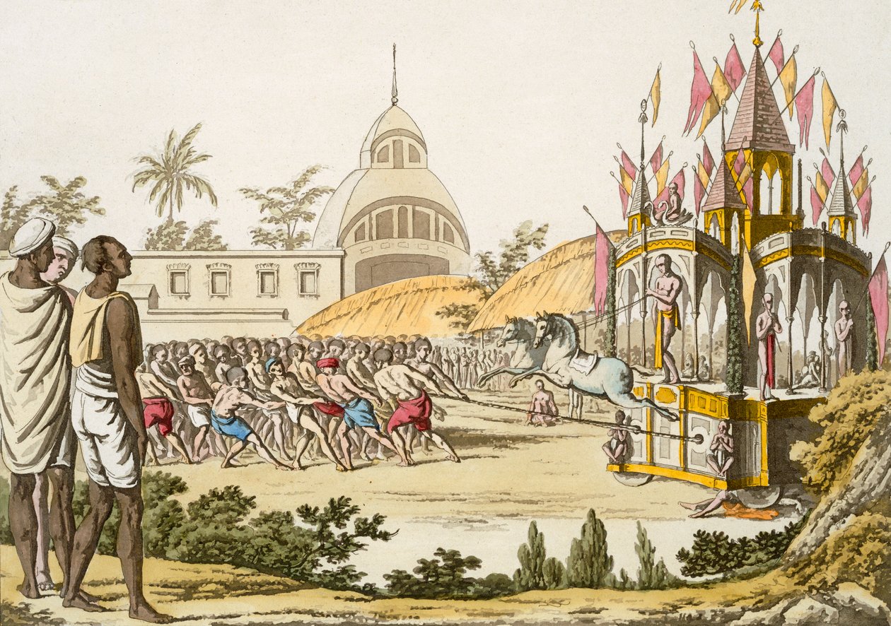 Festival for innvielsen av tempelet kalt Tirunal, fra "Den eldgamle og moderne drakten ...", av Giulio Ferrario av Franz Balthazar Solvyns