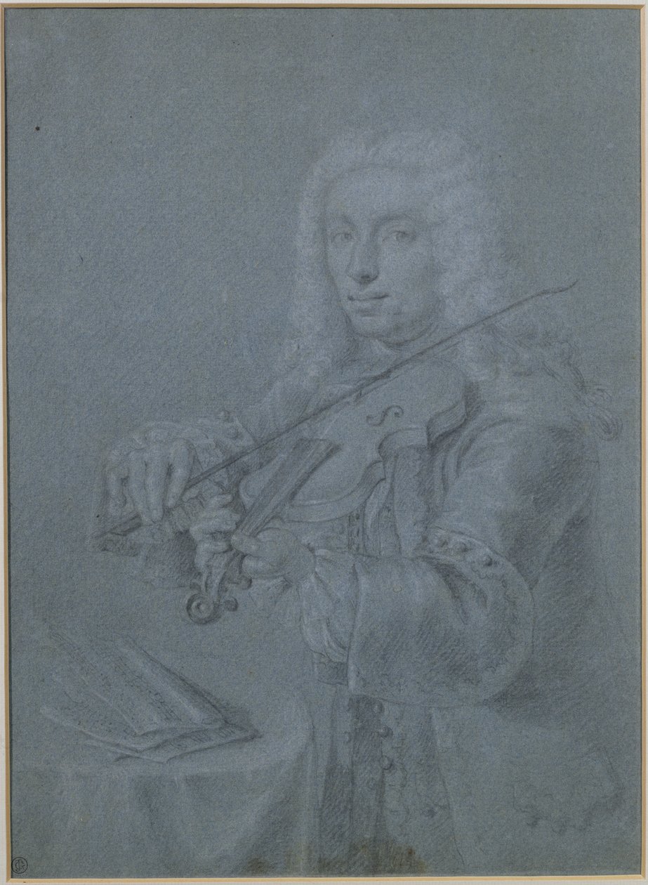 Portrett av Francesco Veracini (1690-1768), italiensk fiolinist (blyant og kritt) av Franz Ferdinand Richter