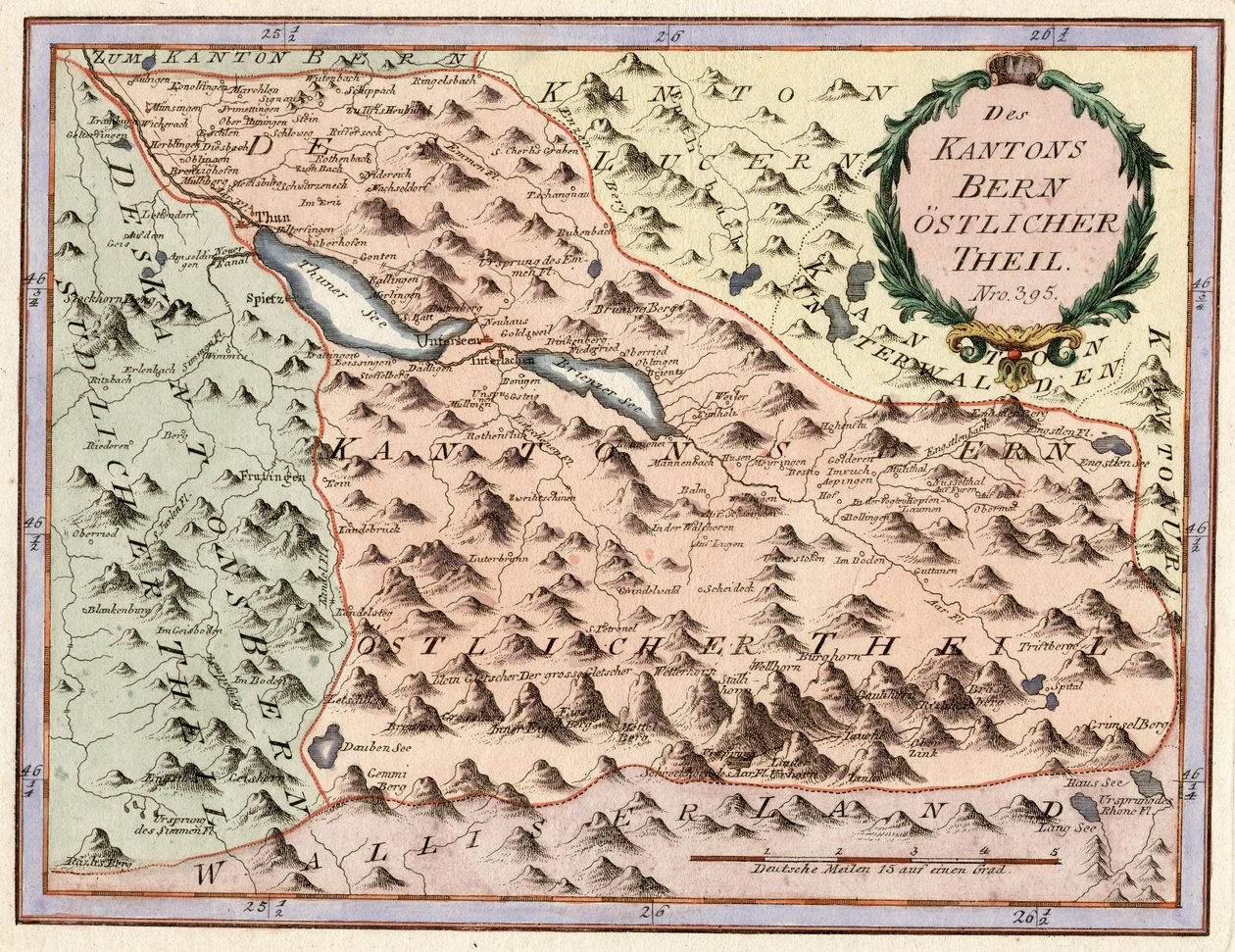 Den østlige delen av kantonen Bern. Nro. 395. Gravering, c. 1 av Franz Johann Joseph von Reilly