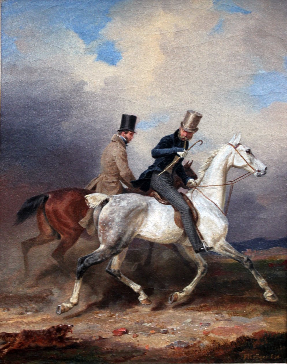 Prins Wilhelm rir ut i selskap med kunstneren av Franz Krüger