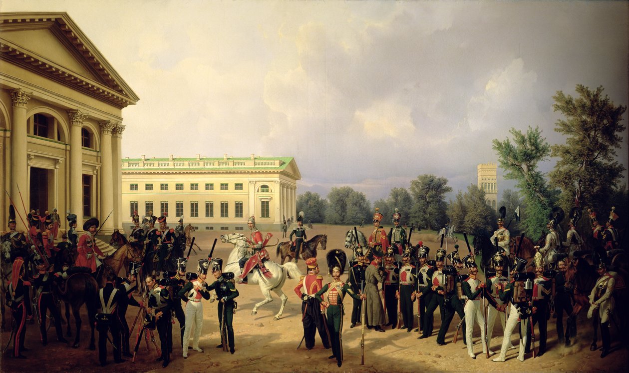 Den russiske garde i Tsarskoye Selo i 1832, 1841 av Franz Krüger