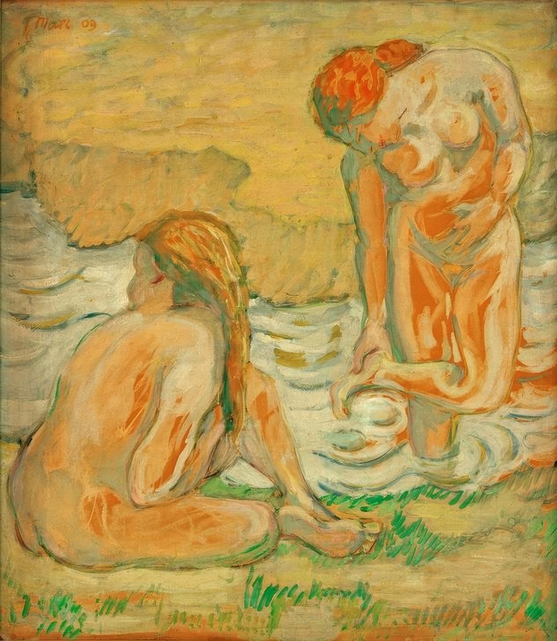 Nude Composition II (To kvinner som bader) av Franz Marc