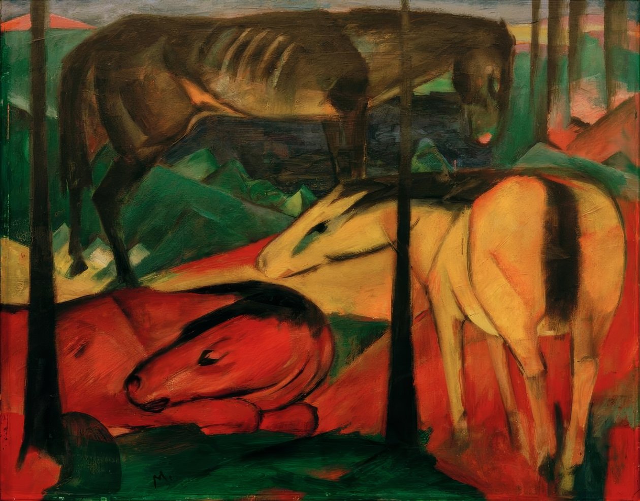 De tre hestene av Franz Marc