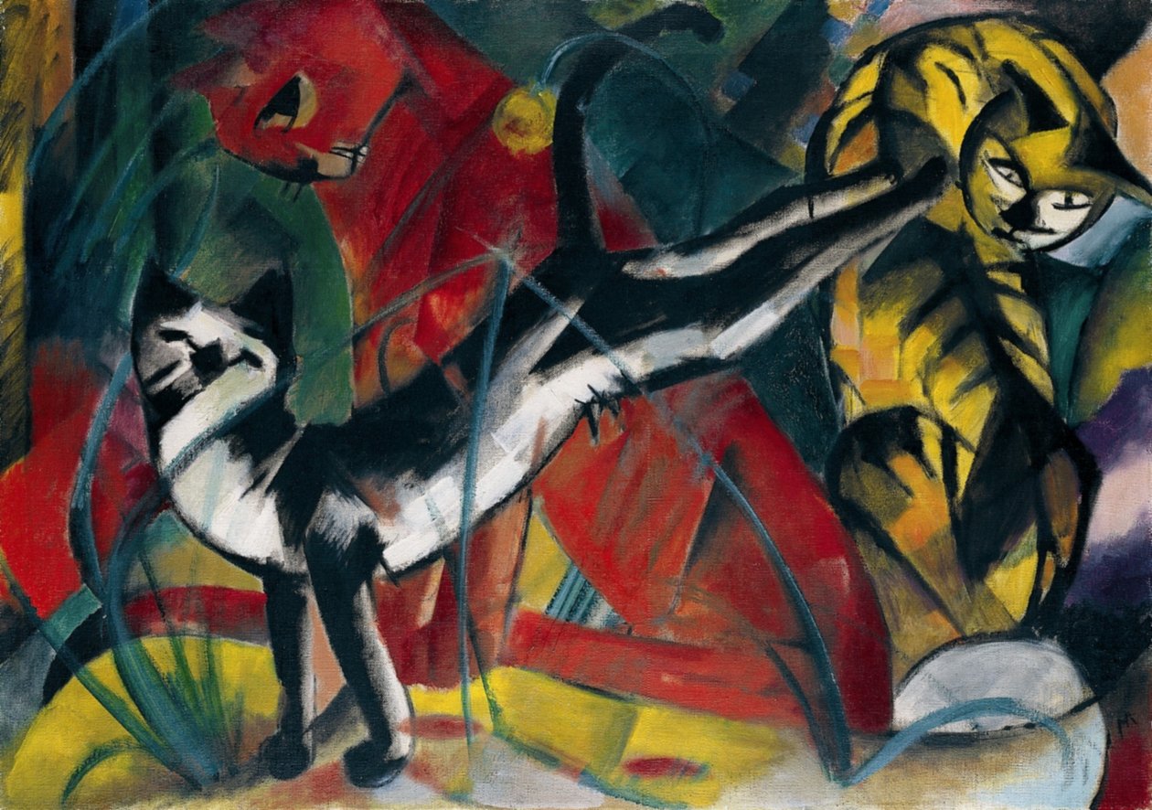 Tre katter store av Franz Marc