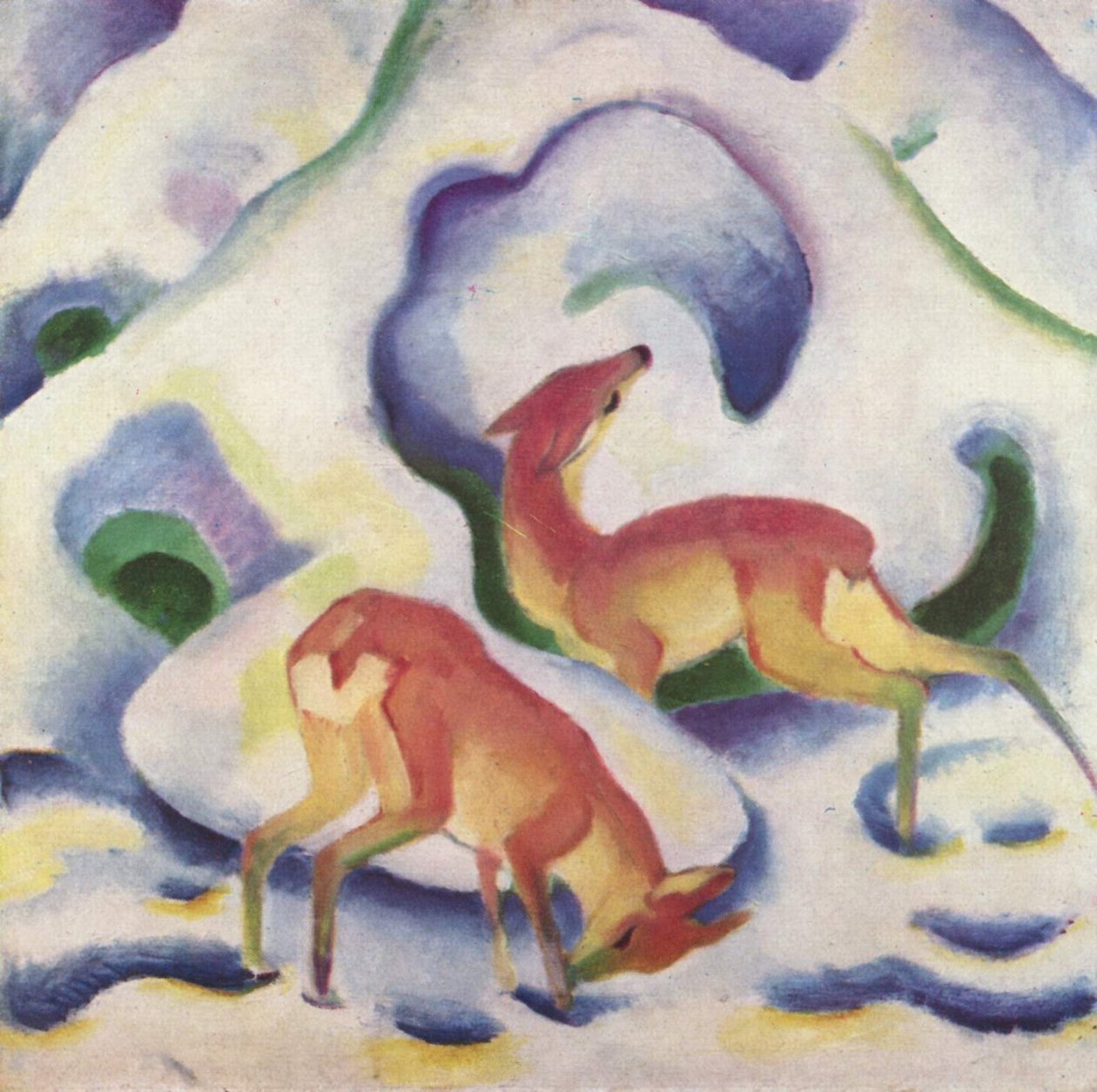Hjort i snøen av Franz Marc