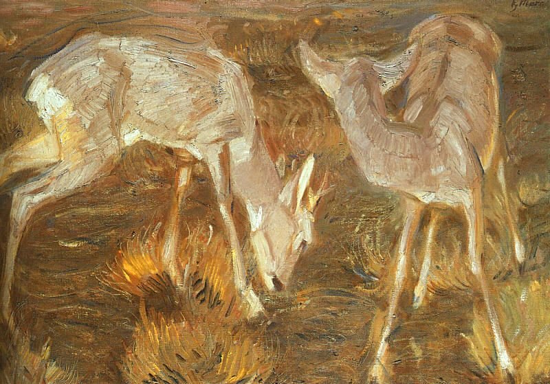 Hjort i skumringen av Franz Marc
