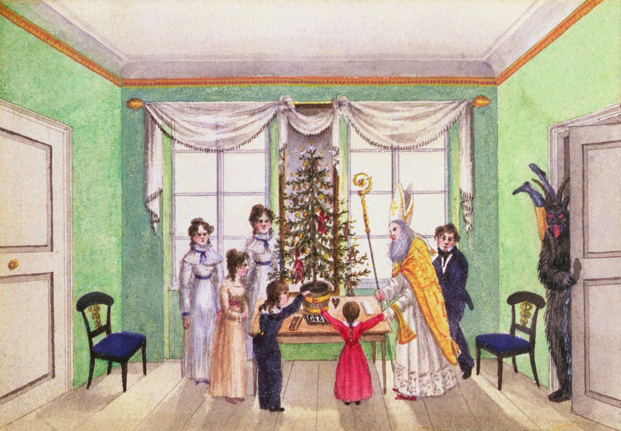 Krampus og St. Nicholas fra journalen til Carl Baumann skrevet 1813-25 av Franz Paumgarrten