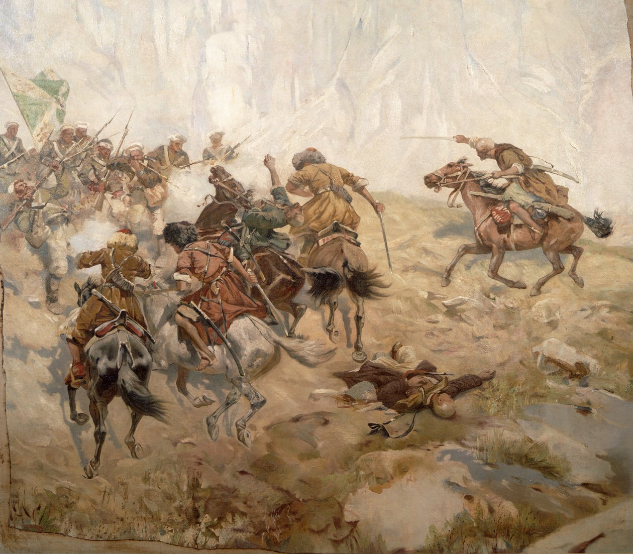 Fangst av aul Akhtulga av Franz Roubaud