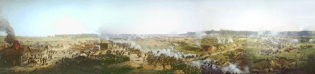 Panorama over slaget i Moskva i 1812 eller slaget ved Borodino. av Franz Roubaud