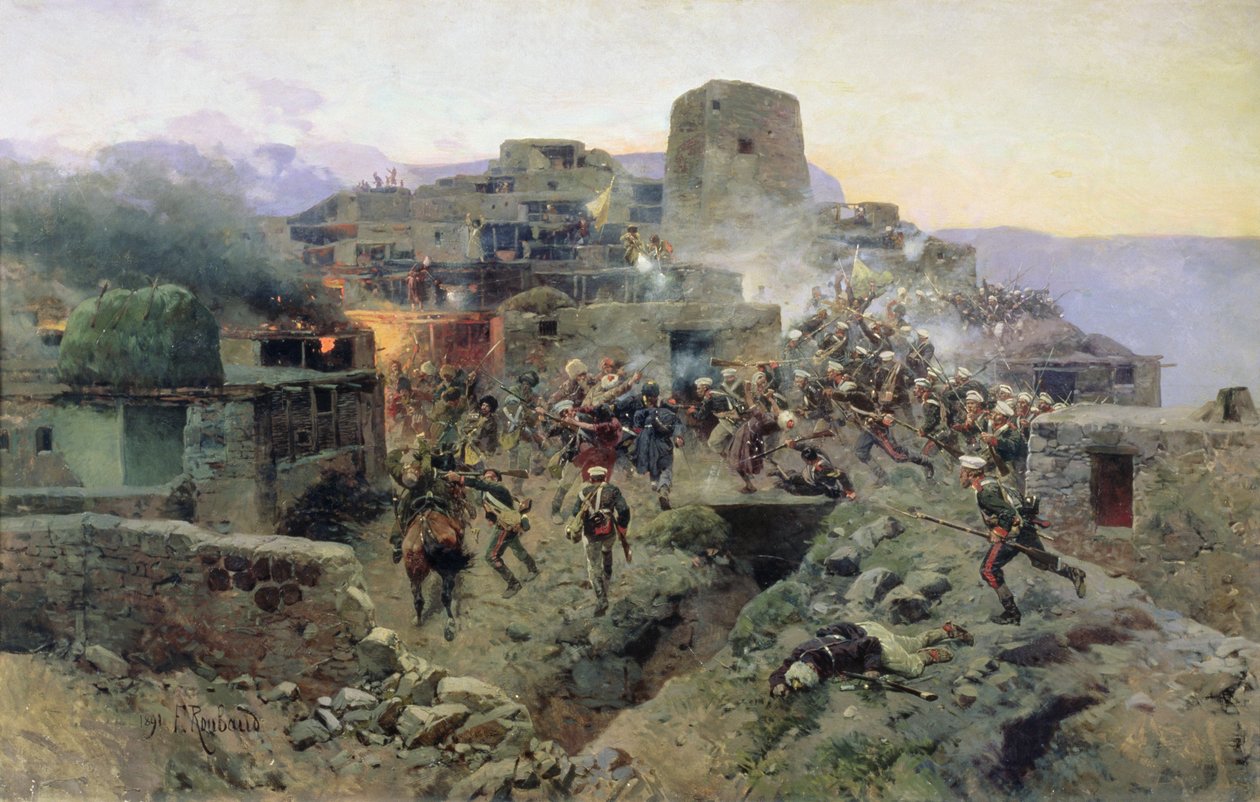 Capture of Aul Gimry, 17. oktober 1832, 1891 av Franz Roubaud