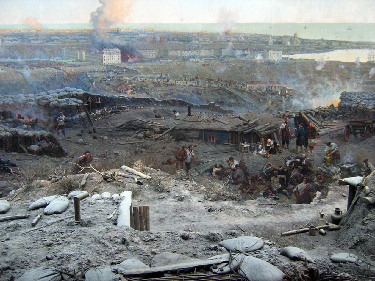 Beleiringen av Sevastopol Panorama (blandet media) av Franz Roubaud
