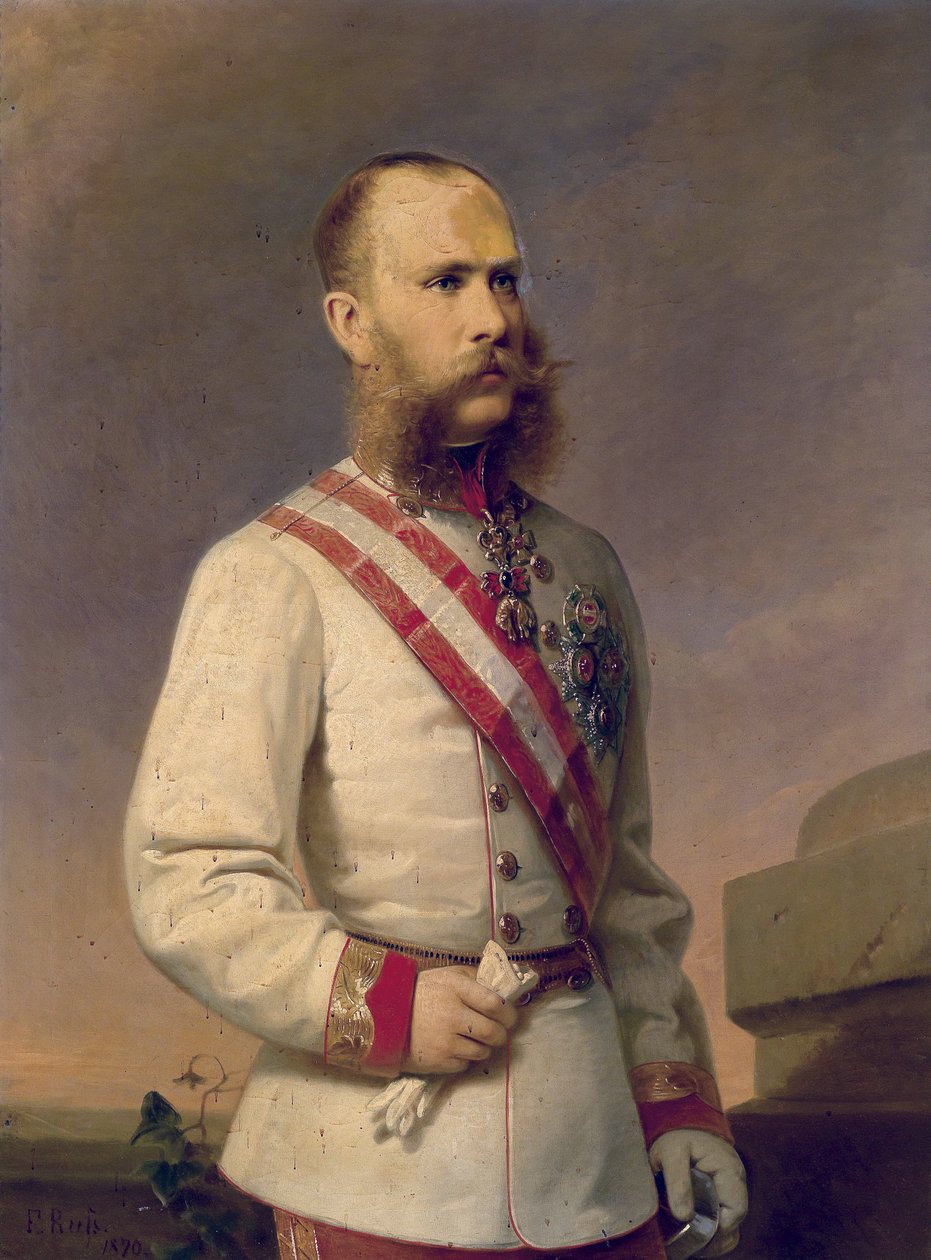 Keiser Franz Joseph I av Østerrike i uniform med medaljer av Franz Russ the Younger