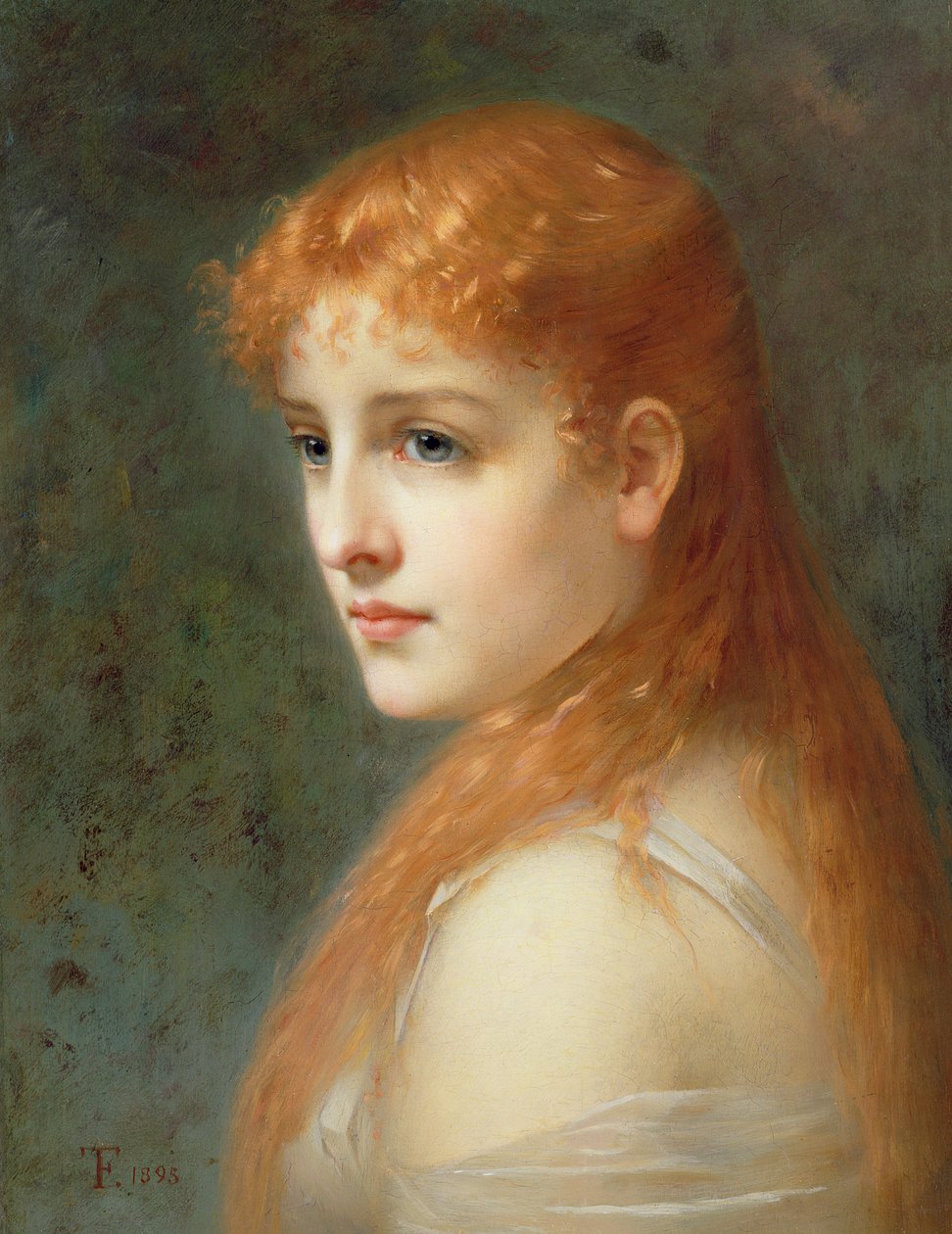 Ung jente med rødt hår, 1895 av Franz Thone