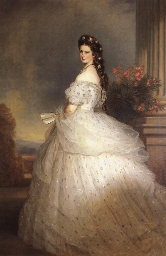 Keiserinne Elisabeth av Østerrike i Courtly Gala Dress with Diamond Stars av Franz Xaver Winterhalter
