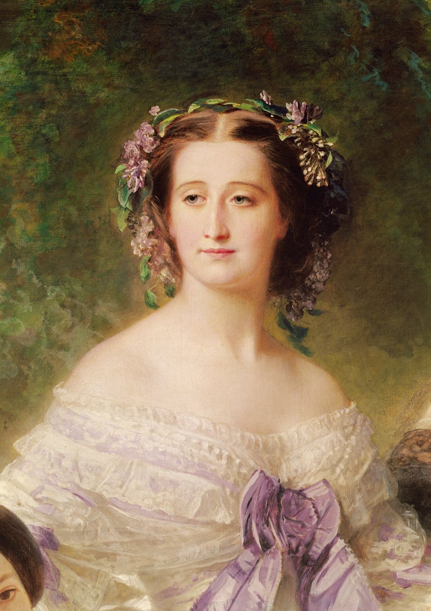 Keiserinne Eugenie (1826-1920) og hennes damer i vente, detalj om keiserinnen, 1755 (detalj av 37015) av Franz Xaver Winterhalter