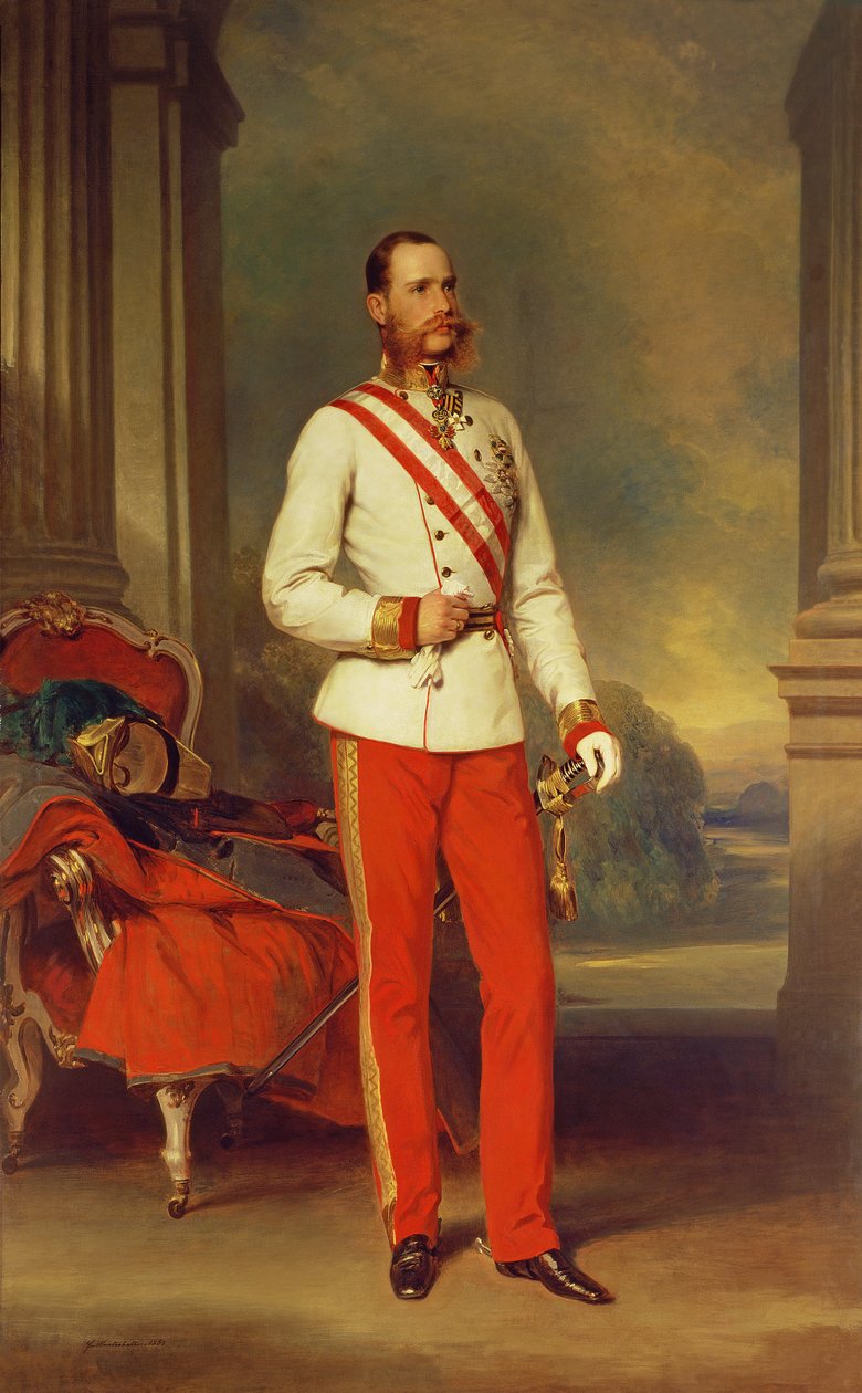 Franz Joseph I, keiser av Østerrike (1830-1916) iført kjoleuniformen til en østerriksk feltmarskalk med den store stjernen av den militære ordenen Maria Theresia, 1864 av Franz Xaver Winterhalter