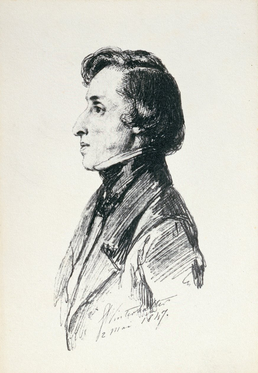 Portrett av Frederic Chopin (1810-49) 1847 av Franz Xaver Winterhalter