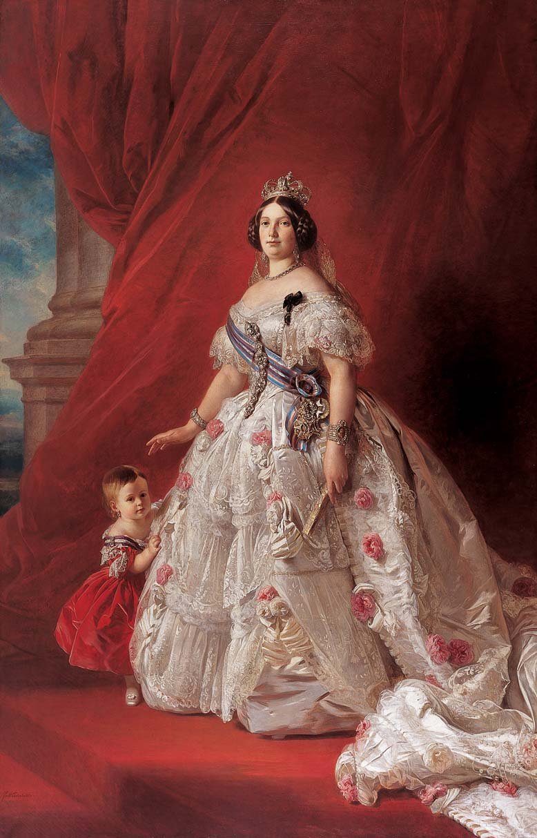 Portrett av dronning Isabella II av Spania og datteren Isabella av Franz Xaver Winterhalter