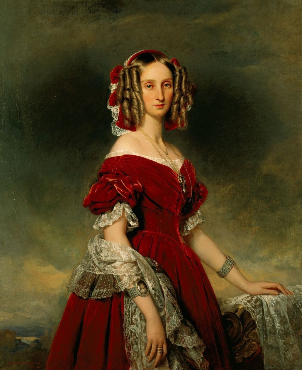 Portrett av Louise av Orléans, dronningen av belgierne av Franz Xaver Winterhalter