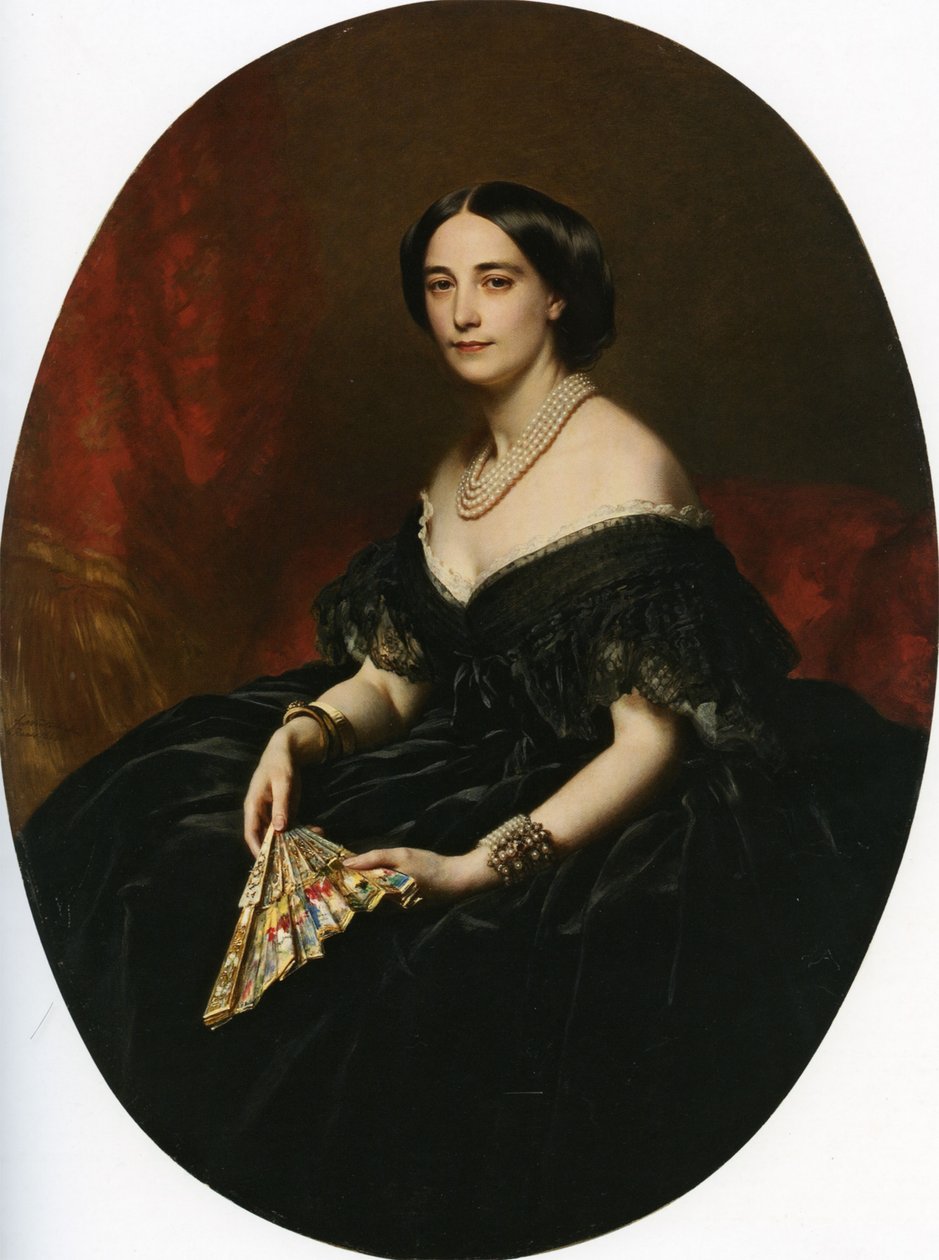 Portrett av en dame med vifte av Franz Xaver Winterhalter
