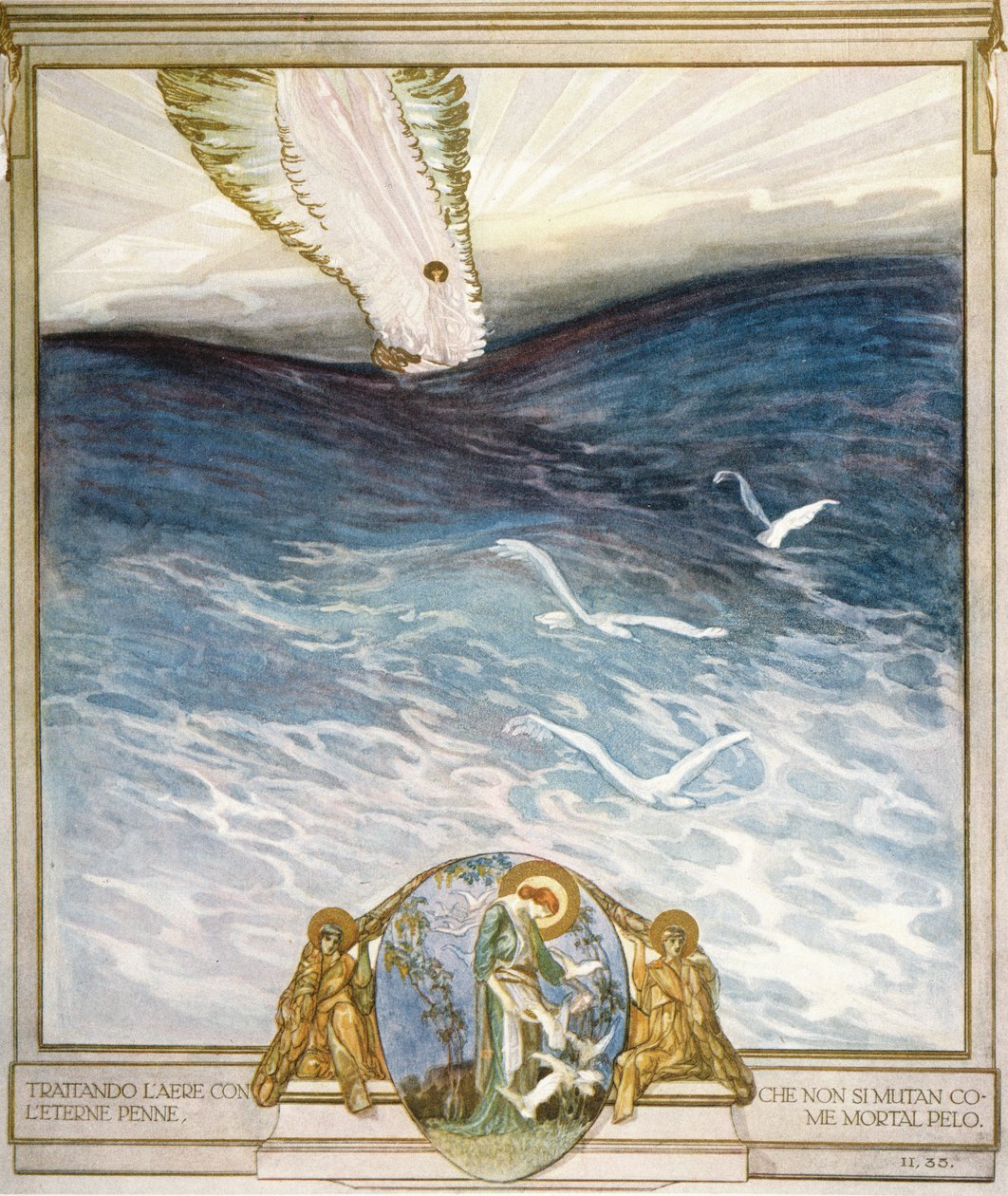 Illustrasjon for Dantes 'Divine Comedy', Purgatory, Canto II: 35, 1921 av Franz von Bayros