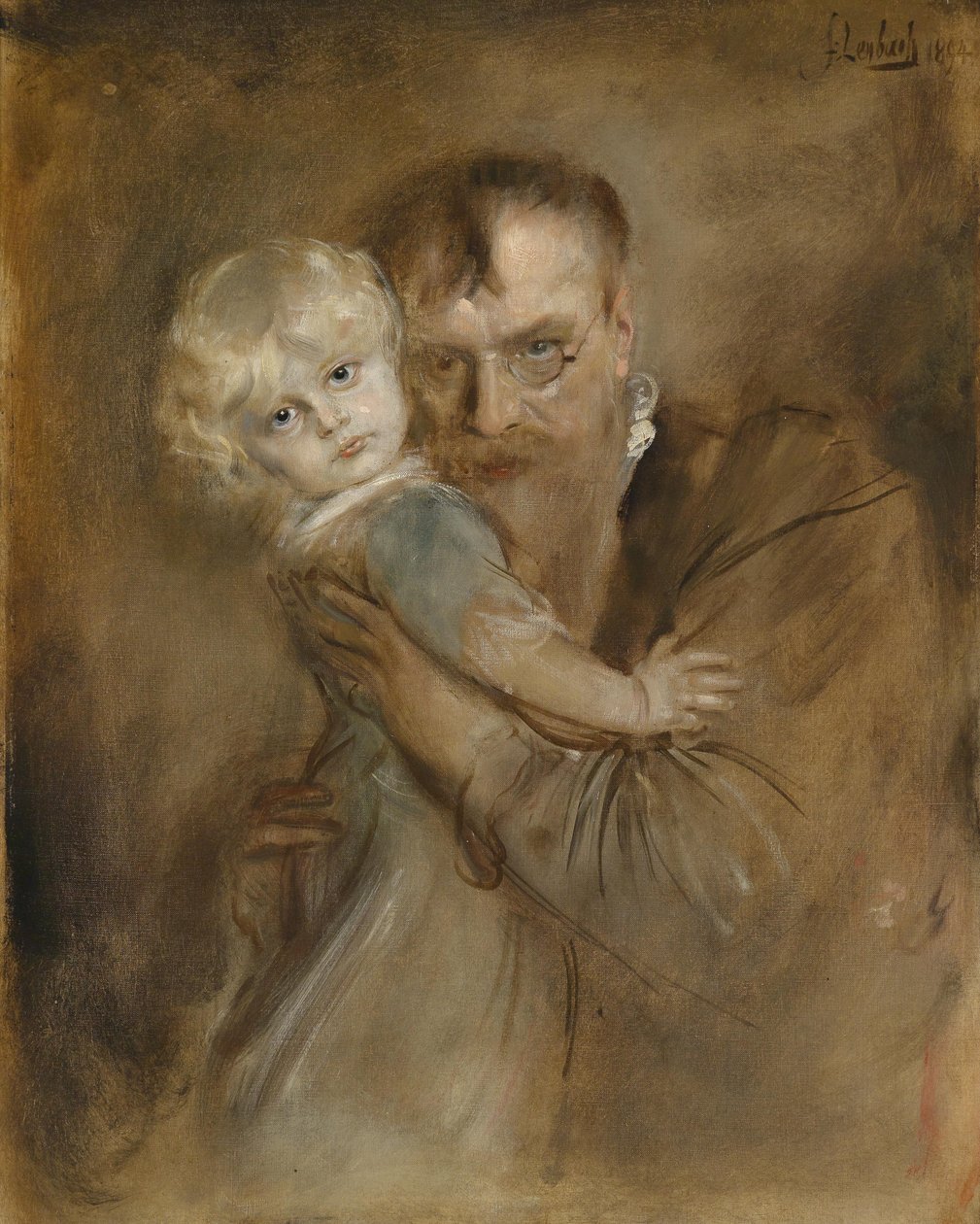 Selvportrett med datteren Marion av Franz Seraph von Lenbach