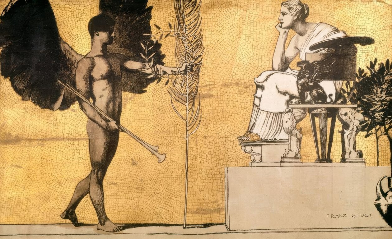 Allegori om maleri med Genius of Glory av Franz von Stuck