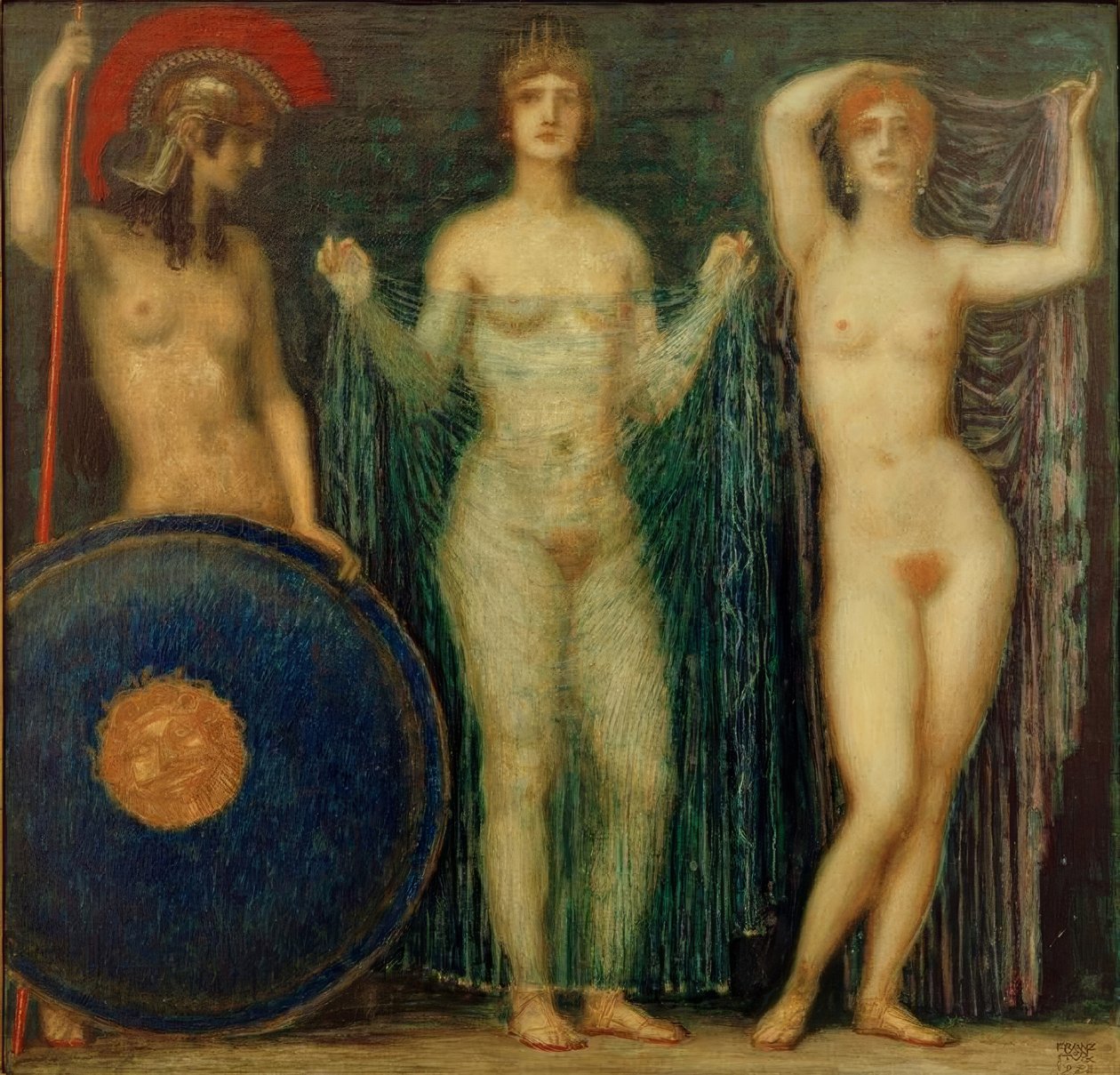 De tre gudinnene Athena, Hera og Afrodite av Franz von Stuck