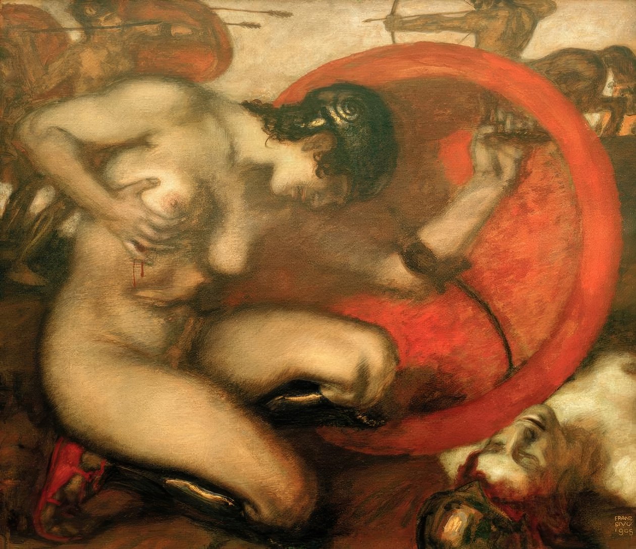 Såret Amazon av Franz von Stuck