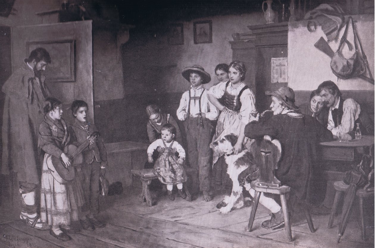 Omreisende italienske sangere, Bibbys Annual, 1916-1917 av after Franz Defregger