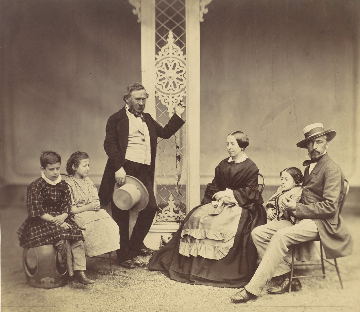 [Gruppeportrett av seks personer], 1850-60-tallet. av Franz Antoine