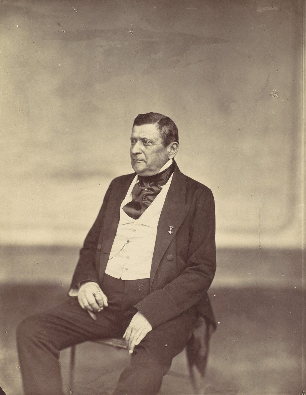 [Sittende mann i hvit vest og mørk frakk], 1850-60-tallet. av Franz Antoine