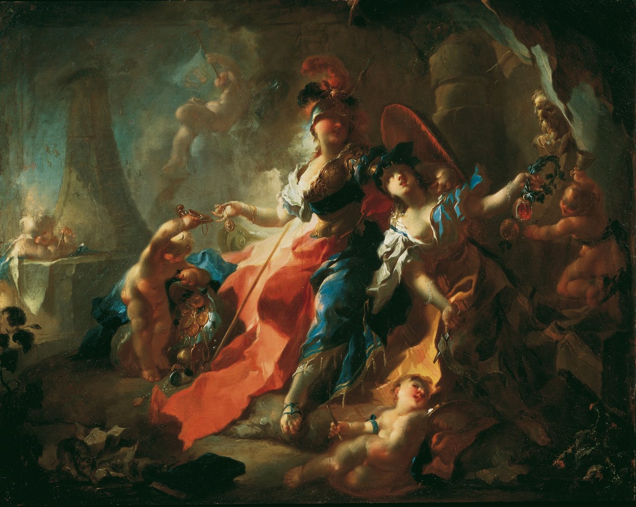 Akademiet med sine attributter ved Minervas føtter av Franz Anton Maulbertsch