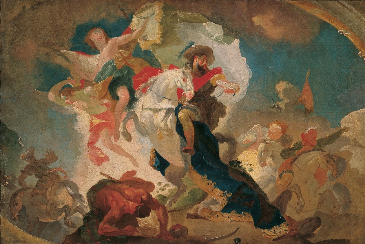 Seier til Saint James of Compostela over saracenerne i slaget ved Clavigo av Franz Anton Maulbertsch