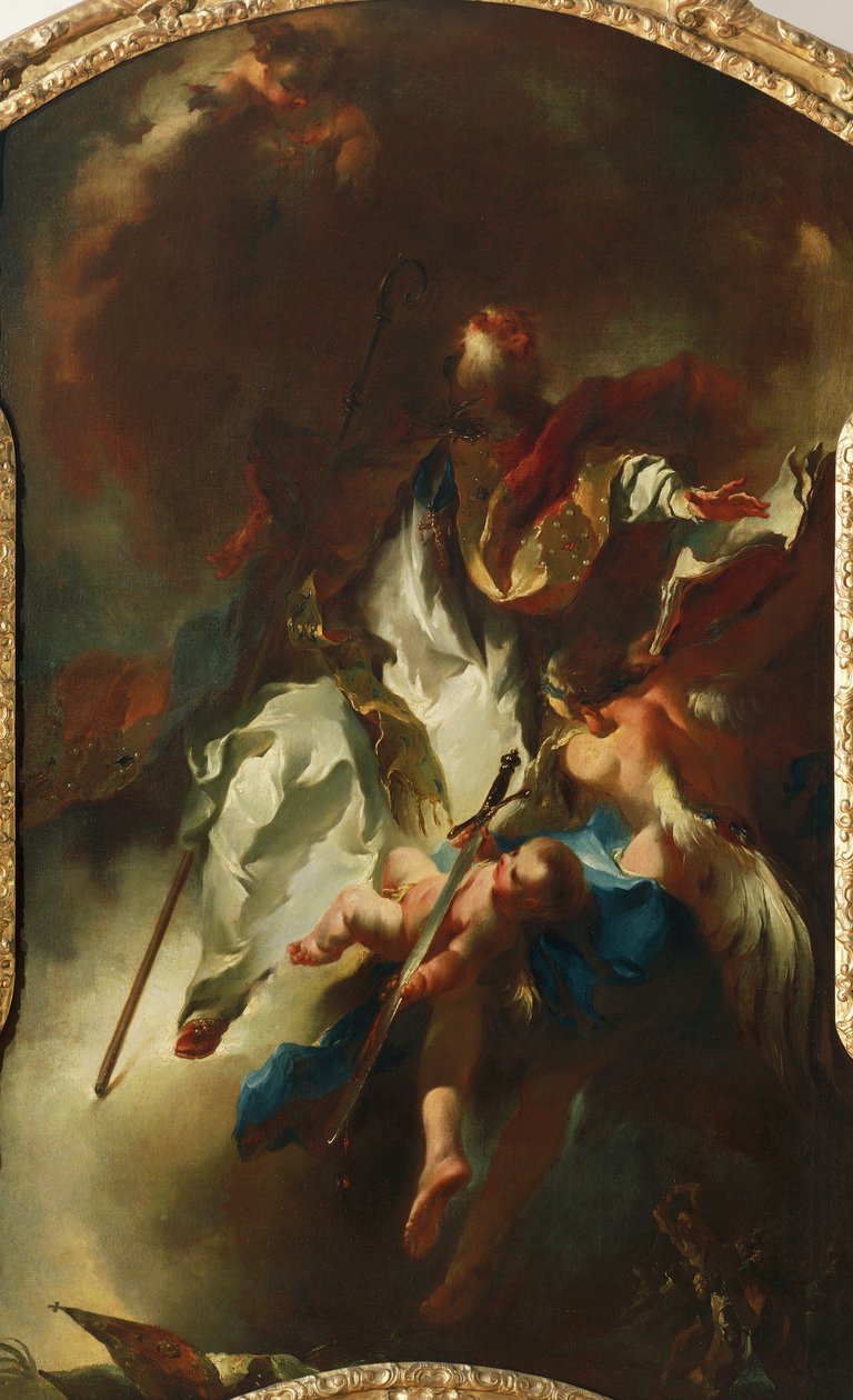 St. Narcissus in Glory, rundt 1754, av Franz Anton Maulbertsch (1724-17969, olje på lerret av Franz Anton Maulbertsch