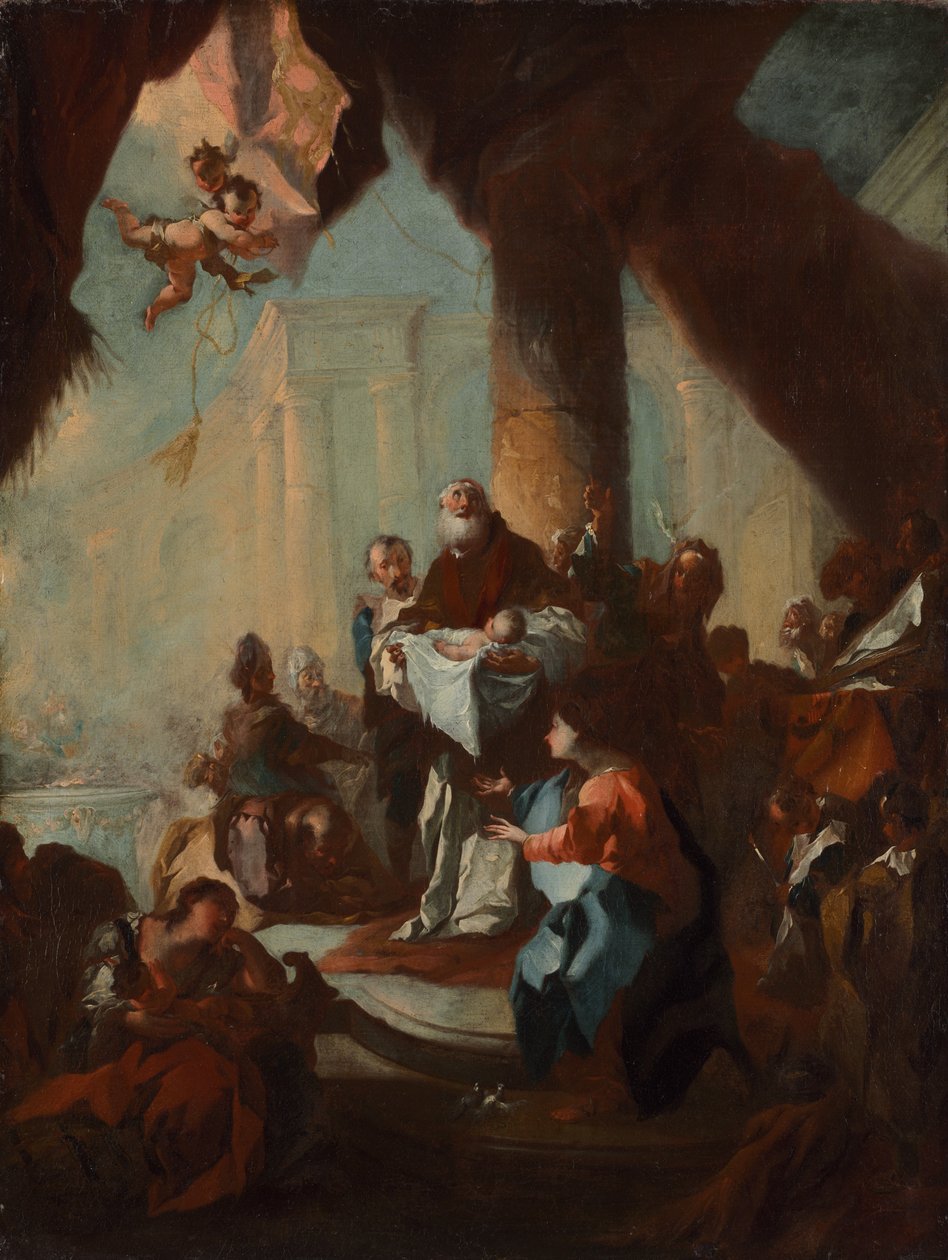 Studie for presentasjonen av Kristus i tempelet for Saint Ulrich, Wien, ca. 1750. av Franz Anton Maulbertsch