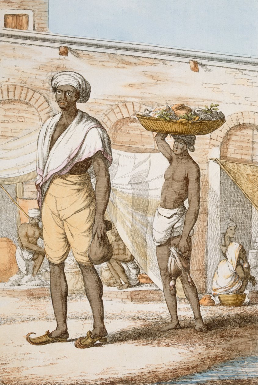 Hinduisk betjent eller kjøper av mat, fra 
