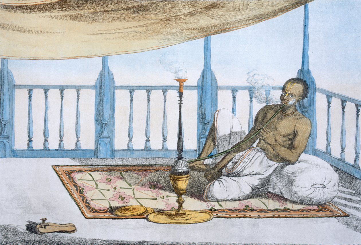 Mann som røyker en vannpipe med hasj eller opium, fra 