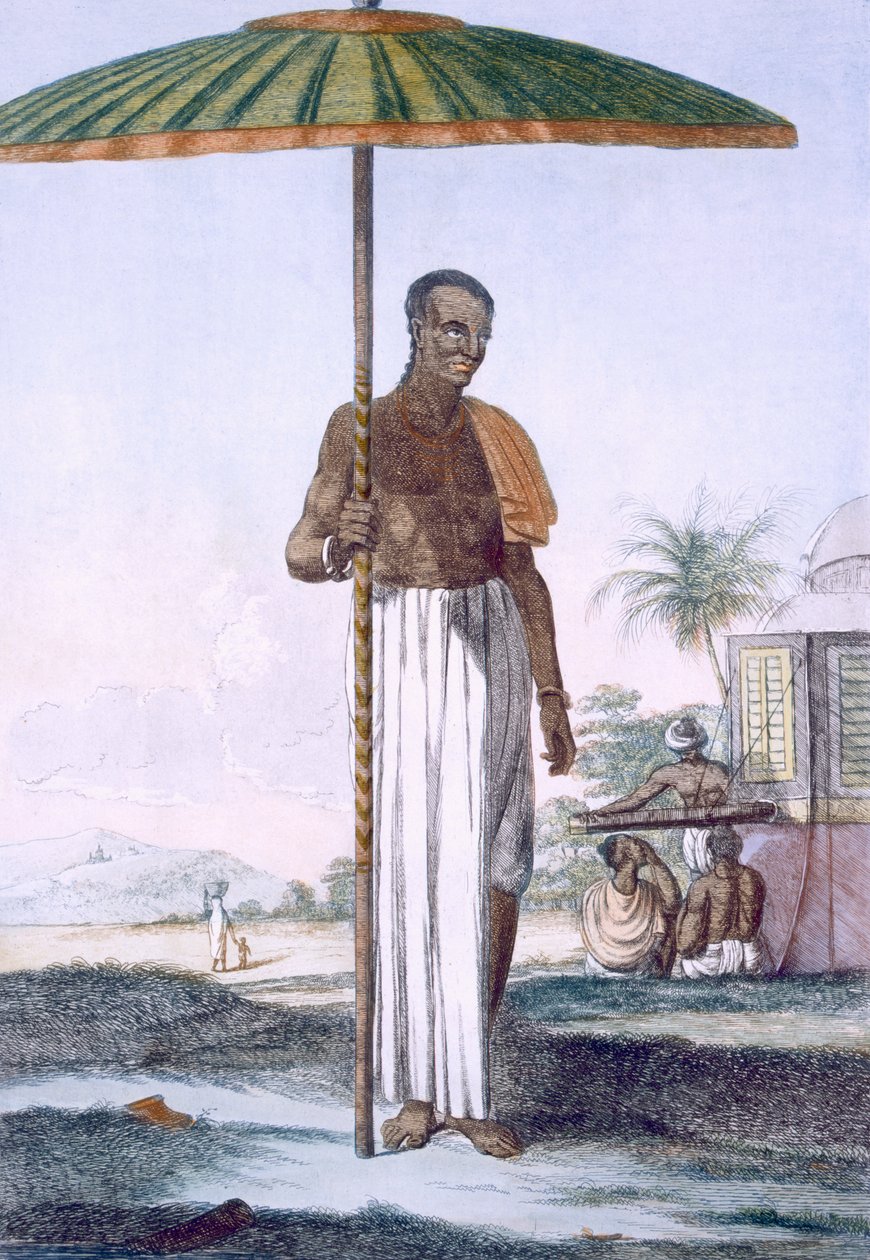 Porter av Ouriah-kasten, fra 'The Hindus or the Description of their Mores, Customs and Ceremonies', pub. 1808-12 (farget etsning) av Franz Balthazar Solvyns
