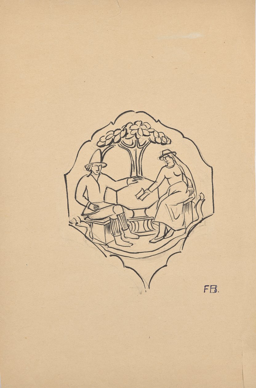 Bondepar (kilefylling av et møbel?) av Franz Barwig d. Ä.