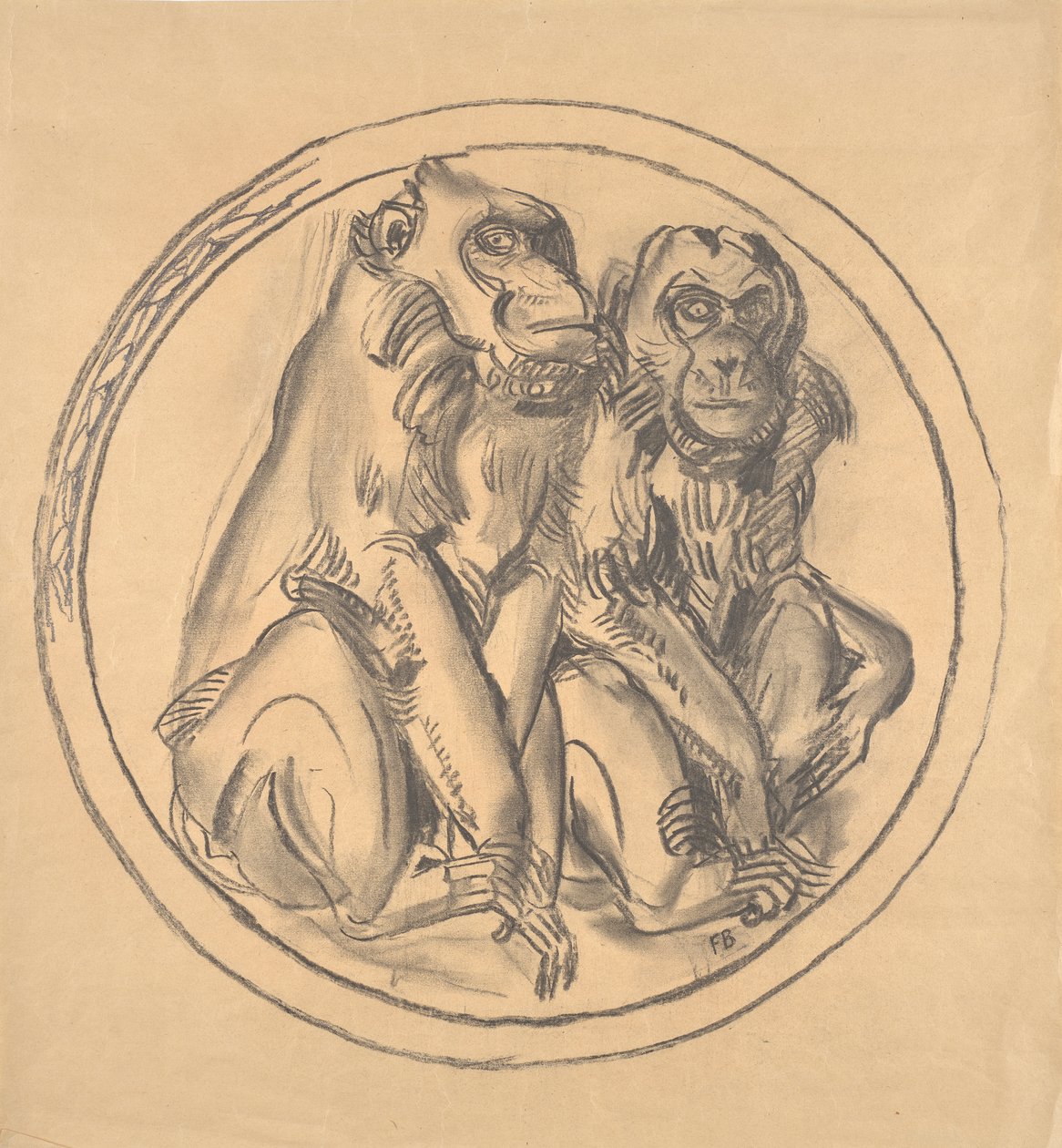 Utkast til avlastningen i apehuset til Schönbrunn Zoo av Franz Barwig d. Ä.