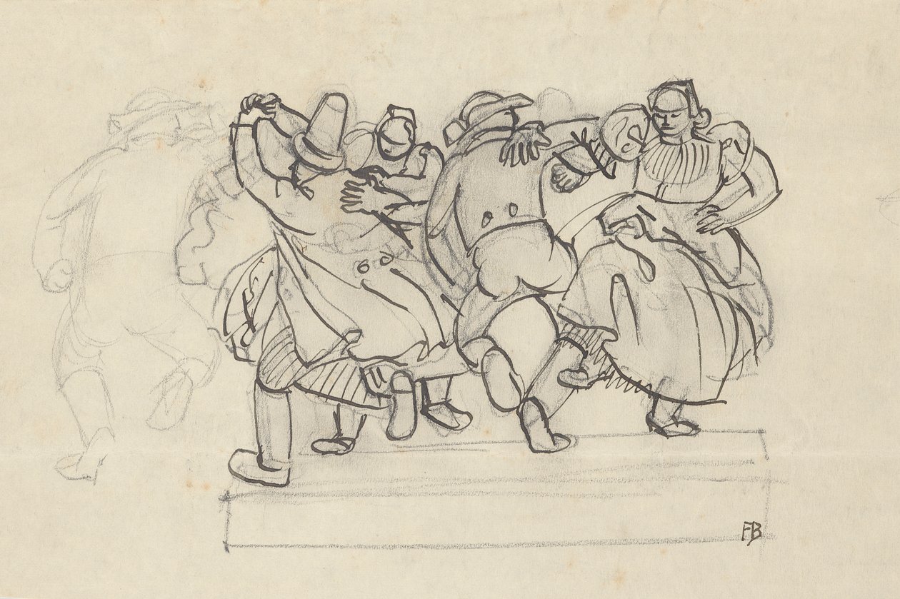 Studer for en avlastning med dansende bønder av Franz Barwig d. Ä.